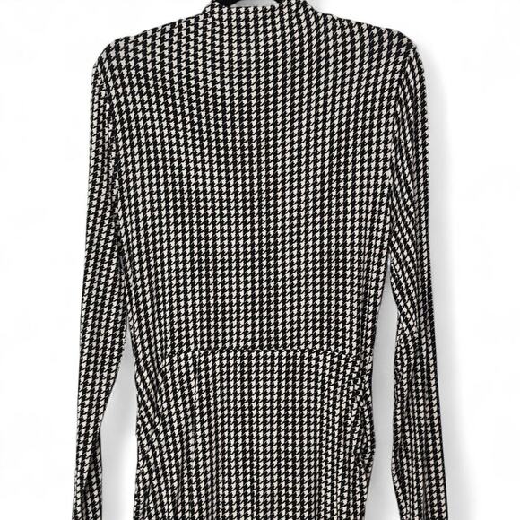 Veronica Beard Mizani Houndstooth Ruched Long Sleeve Dress (L) - Picture 9 of 15